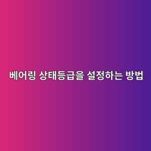 베어링 상태등급을 설정하는 방법 5 베어링 상태등급을 설정하는 방법